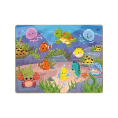 NIG - QUEBRA CABEÇA GIGANTE EM MADEIRA VISITA AO AQUÁRIO 16 PEÇAS - loja online