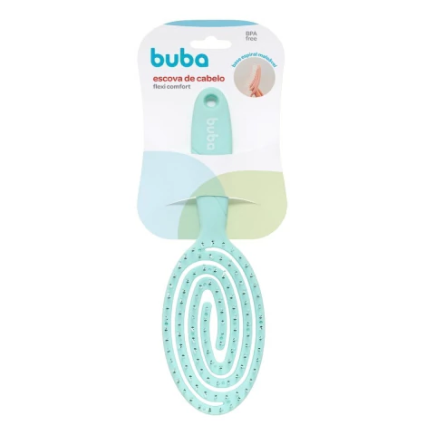 BUBA - ESCOVA DE CABELO COM BASE ESPIRAL MALEÁVEL VERDE