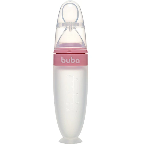 BUBA - COLHER DOSADORA EM SILICONE COM VENTOSA ROSA