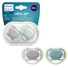 AVENT - CHUPETA ULTRA AIR DUPLA LISA 18M+ CINZA AZUL