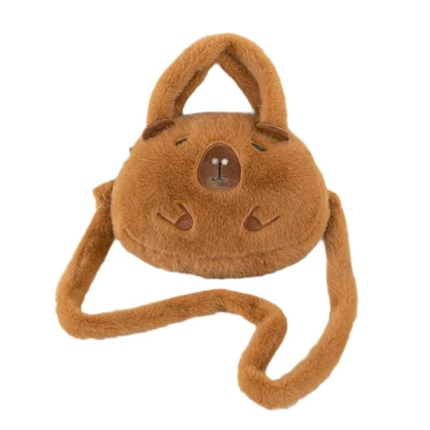 BOLSA DE PELÚCIA 26CM CAPIVARA 3D - COM ALÇA AJUSTÁVEL