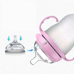 PEKIDS - MAMADEIRA ANTICÓLICA DE SILICONE FLEXÍVEL 150ML - ROSA - Mamu Kids Store