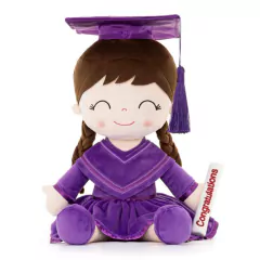 GLOVELEYA - BONECA 40CM SPRING FORMATURA LILÁS - CASTANHO COM NOME - comprar online