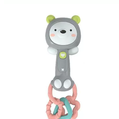 CHOCALHO MORDEDOR COM SOM E LUZES 22CM - URSO CINZA