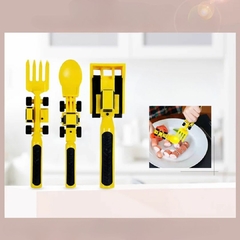Imagem do KIT 3 TALHERES TRATOR AMARELO 3 UNIDADES