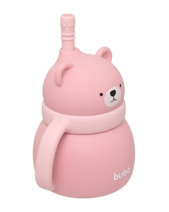 BUBA - COPO EM SILICONE COM CANUDO URSINHO - ROSA