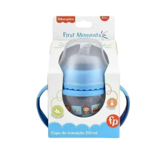 FISHER PRICE - COPO DE TRANSIÇÃO BICO E ALÇA REMOVÍVEL 150ML - AZUL - Mamu Kids Store