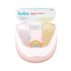 BUBA - BABADOR EM SILICONE COM PEGA-MIGALHAS E ESTOJO ARCO-ÍRIS