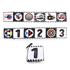 LIVRO DE TECIDO DUPLA FACE COM IMAGENS DE CONTRASTE - VEÍCULOS - Mamu Kids Store