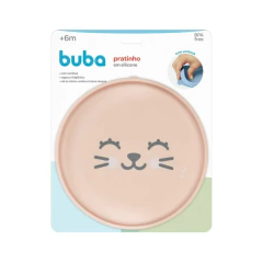 BUBA - PRATINHO EM SILICONE COM VENTOSA GUMY - PÊSSEGO