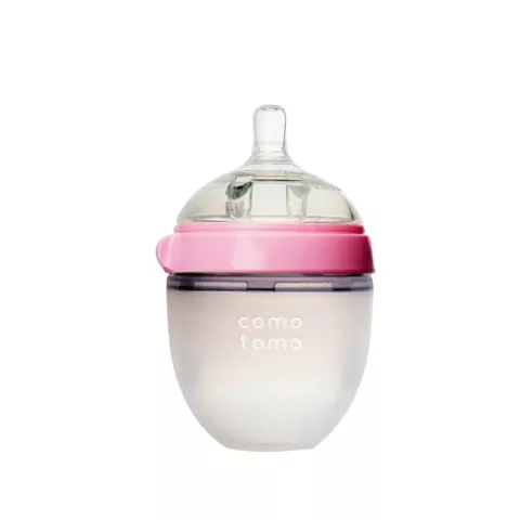 MAMADEIRA DE SILICONE COMOTOMO ROSA 150ML