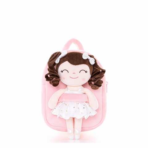 GLOVELEYA - MOCHILA COM BONECA BAILARINA BRANCO CACHOS - CASTANHO