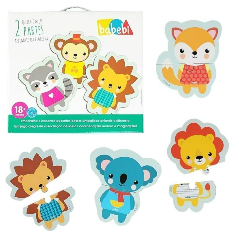 BABEBI - QUEBRA-CABEÇA 2 PARTES ANIMAIS DA FLORESTA 18 MESES