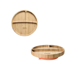 FISHER PRICE - PRATO REDONDO DE BAMBU COM DIVISÓRIA E VENTOSA - ROSA