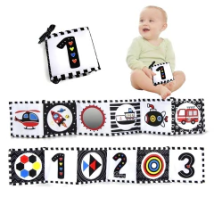 LIVRO DE TECIDO DUPLA FACE COM IMAGENS DE CONTRASTE - VEÍCULOS