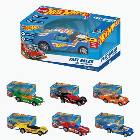 MULTIKIDS - CARRINHO HOTWHEELS FAST RACER COM LUZ E SOM 13CM