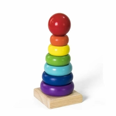 BRINQUEDO TORRE DE MADEIRA COM ANÉIS CORES VIBRANTES 14CM na internet