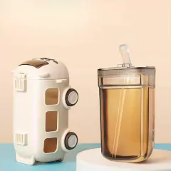 GARRAFA COM TRAVA ANTIVAZAMENTO 2X1 VIRA CARRINHO 500ML - BRANCO