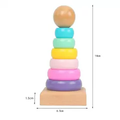 BRINQUEDO TORRE DE MADEIRA COM ANÉIS CANDY COLOR 14CM - comprar online