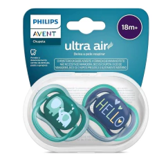 AVENT - CHUPETA ULTRA AIR DUPLA DECORADA 18M+ AZUL E VERDE na internet