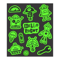 TATUFUN - GLOWFUN HELLO ROBOT TATUAGEM TEMPORÁRIA QUE BRILHA NO ESCURO