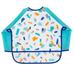 Imagem do BUBA - AVENTAL BABADOR COM MANGAS - PINCELADAS AZUL