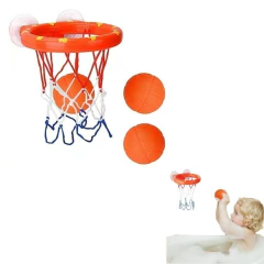 BRINQUEDO DE BANHO COM VENTOSA CESTA DE BASQUETE COM 3 BOLAS - BLISTER