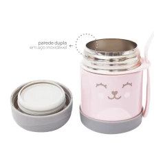 BUBA - POTE TÉRMICO INOX COM COLHER GUMY 320 ML ROSA - Mamu Kids Store