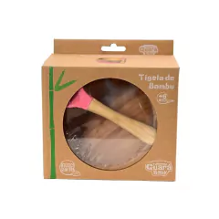 TURMINHA GUARÁ - TIGELA DE BAMBU COM VENTOSA ROSA - Mamu Kids Store