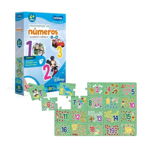 TOYSTER - QUEBRA CABEÇA MONTANDO OS NÚMEROS 1 AO 20 DISNEY 26 PEÇAS