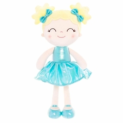 GLOVELEYA - BONECA 30CM SPRING LAÇOS LOIRA GLITTER - VERDE ÁGUA