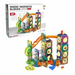 BRINQUEDO BLOCOS DE CONSTRUIR MAGNÉTICOS COLORIDOS 94 PEÇAS