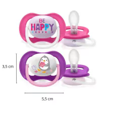 AVENT - KIT COM 2 CHUPETAS ULTRA AIR HAPPY MENINA 6M+ - comprar online
