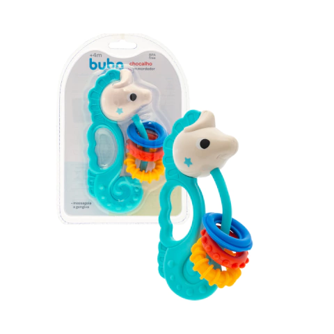 BUBA - CHOCALHO COM MORDEDOR TEXTURIZADO CAVALO MARINHO