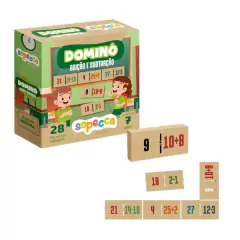 SOPECCA - DOMINÓ PEDAGÓGICO ADIÇÃO E SUBTRAÇÃO EM MADEIRA 28PEÇAS