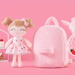 GLOVELEYA - MOCHILA COM BONECA SPRING CLÁSSICA - MORANGO - Mamu Kids Store