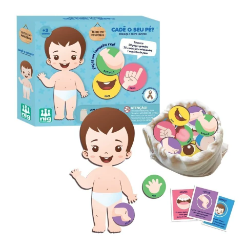 NIG - BRINQUEDO DE MADEIRA EDUCATIVO - CADÊ O SEU PÉ