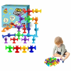 BRINQUEDO SENSORIAL MONTESSORI MONTE E ENCAIXE VENTOSAS 19 PEÇAS - ABELHAS