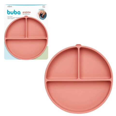 BUBA - PRATINHO EM SILICONE COM VENTOSA - ROSA ESCURO