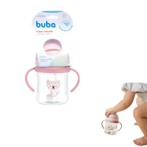 BUBA - COPO COM CANUDO E DISPOSITIVO 250ML - ONCINHA
