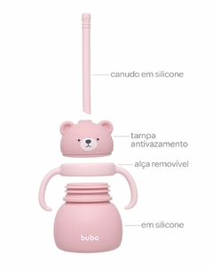 BUBA - COPO EM SILICONE COM CANUDO URSINHO - ROSA na internet