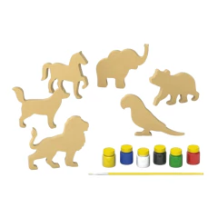 JUNGES - KIT COLORIR E BRINCAR COM PINCEL E GUACHE - ANIMAIS - Mamu Kids Store