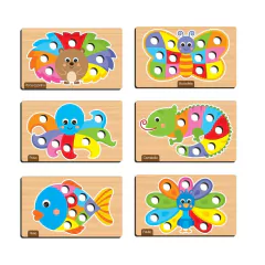 NIG - BRINQUEDO DE CLASSIFICAÇÃO DE CORES EM MADEIRA PEGA POM POM - comprar online