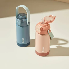BUBA - COPO TÉRMICO PAREDE DUPLA COM BICO E CANUDO 300ML - BLUSH - Mamu Kids Store