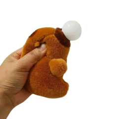 PELÚCIA CAPIVARA 12CM APERTA BARRIGUINHA BOLINHA DE CHICLETE