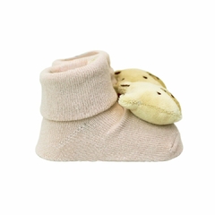 CLINGO - PANTUFA ANTIDERRAPANTE COM CHOCALHO BEGE - URSO - Mamu Kids Store