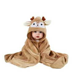 TOALHA COM CAPUZ 80CM ANIMAIS - ALCE MARROM