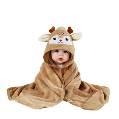 TOALHA COM CAPUZ 80CM ANIMAIS - ALCE MARROM