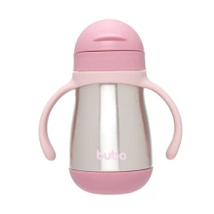 BUBA - COPO TÉRMICO PAREDE DUPLA COM ALÇA 300ML - ROSA - Mamu Kids Store