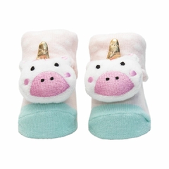 CLINGO - PANTUFA ANTIDERRAPANTE COM CHOCALHO UNICÓRNIO - Mamu Kids Store